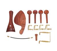 4/4 Wood Violin Tailpiece Chinrest Tuning Pegs Tail Post Set, Rosewood Violin Accessories with Tail Rope and Screws for Full - Size Violin Repair or Replacement