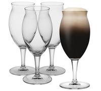 (4) 410ml Clear Glass Stemmed Beer Lager Pint Bar Glasses Stout & Porter