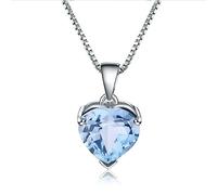 4.4ct natural blue topaz gemstone real 925 sterling silver love heart pendant necklace for women jewelry