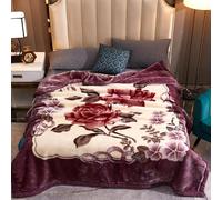 4.4LB Korean Mink Blanket Silky Soft and Warm 59x79inch,Heavy Winter Fleece Plush Blanket Twin Size,2 Ply Reversible Raschel Bed Blanket