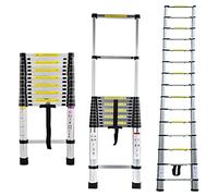 4.4M Aluminium Telescopic Ladder, Multi-function Portable Single Straight Ladder, Non-Slip Collapsible Ladder for Household - Max Load 150kg