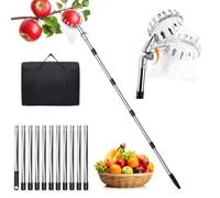 4.4M Fruit Picker, Apple Picker with Adjustable Head, Telescopic Handle and Storage Bag, Fruit Picker Tool for Picking Apple Orange Pear, Easy to Assemble, Ideal for Gardens and Fruit Trees