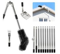 4.4M Gutter Cleaner Kit, Telescopic Eave Cleaning Tool, Angle-Adjustable Gutter Brush for Cleaning Eaves, Gutters and Gardens