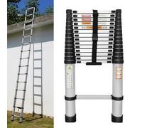 4.4M Telescopic Aluminum Ladder Folding Lightweight Collapsible Ladders 14 Step for RV Roof Attic Home 330 LB Capacity - Max Extension 14.5FT