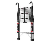 4.4M Telescopic Ladder 14.5FT Stainless Steel Extension Ladder with Removeable Hook for Outdoor Indoor Activities 150kgs Capacity EN131