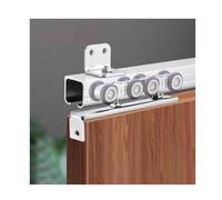 4 5 6 7 8 9 10ft Bypass Barn Door Hardware Kit，Heavy Duty Sliding Closet Door Roller 8-Wheels Hangers with Mounting Plate for 1-1/5-2in Thick Gate(Silver,6.6ft/201cm)