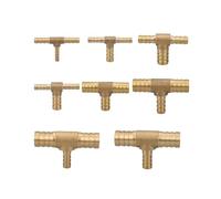 4 5 6 8 10 12 14 16 19mm Equal Reudcing Hose Barb Tee 3 Ways Brass Pipe Fitting Connector Splitter(6-10-6MM_5 PCS)