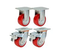 4/5/6/8" Heavy Duty Double Bearing Castor Wheels Set of 4, 100/125/150/200mm Heavy Duty Castor Wheels, Fixed/Swivel/Brake Casters(4"(2 swivel brake+2 fixed))