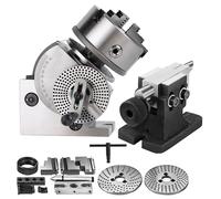 4/5/6/8-Inch Adjustable 3-Jaw Chuck Indexing Head Set with Tailstock Milling Unit, 0-90° Tilt, 1:90 Reduction Ratio for Precision Machining and Metalworking