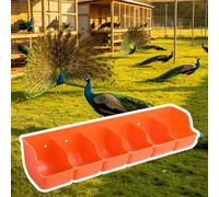 4 5 6 Holes Plastic Peacock Feeder Trough, Poultry Water Trough Replacement with Separated Fence, Small Pig Feeder for Outdoor/Indoor(Orange L65cm/25.6")