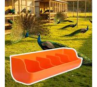 4 5 6 Holes Plastic Peacock Feeder Trough, Poultry Water Trough Replacement with Separated Fence, Small Pig Feeder for Outdoor/Indoor(Orange L54.5cm/21.5")