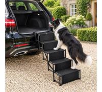 4/5/6 Step Folding Dog Stairs for Car |Portable Non-Slip Pet Steps for Cars | Foldable 4/5/6-step pet stairs paw-print non-slip | Wipe-clean Oxford cloth | Compact carry strap(Fifth floor)