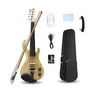 4/5/6 Strings Electric Violin Full Size 4/4, New Silent Electric Violin, Varnished Wood Color Electric Fiddle With Ebony Fittings, Beginner Kit For Adults Teens For Gifts (5 strings)