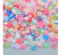4 5 6mm Purple AB Round Flower Rhinestone Stickers Flatback Resin Cabochon Gems Nail Art Crystal Stone Non Sewing Strass- Mix Color-6mm 200pcs