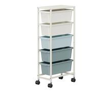 4/5 Drawer Plastic Storage Trolley, Rolling Cart on Locking Wheels, Metal Frame Utility Organizer Trolley for Home, Office, Bedroom, Bathroom & Beauty, Easy Movement(Size:31.9in,Color:White)