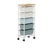 4/5 Drawer Plastic Storage Trolley, Rolling Cart on Locking Wheels, Metal Frame Utility Organizer Trolley for Home, Office, Bedroom, Bathroom & Beauty, Easy Movement(Size:32.4in,Color:Amber)