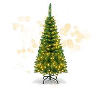 4.5 FT Artificial Pencil Christmas Tree Pre-Lit Hinged Fir with 226 Tips Slim Tree with 150 Warm LED Lights