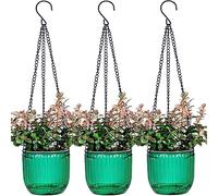 4.5 Inch 3 Pcs Self Watering Hanging Planter Indoor Plant Hanging Pots with Drainage Holes, Outdoor Small Hanging Planters Flower Pot Basket, Visible Water Level, Plant Hanger Home Decor, Gardening