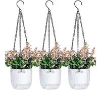 4.5 Inch 3 Pcs Self Watering Hanging Planter Indoor Plant Hanging Pots with Drainage Holes, Outdoor Small Hanging Planters Flower Pot Basket, Visible Water Level, Plant Hanger Home Decor, Gardening