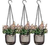 4.5 Inch 3 Pcs Self Watering Hanging Planter Indoor Plant Hanging Pots with Drainage Holes, Outdoor Small Hanging Planters Flower Pot Basket, Visible Water Level, Plant Hanger Home Decor, Gardening