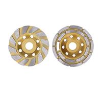 4.5 Inch Diamond Cup Grinding Wheel Set for Concrete and Stone - Includes Double Row and Turbo Segment Grinding Disc - 13200 RPM Max Speed - 2 Piece Kit - No Washer Included