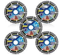 4.5-Inch Diamond Cutting Blade, 115mm Multifunctional Saw Blade for Tiles, Marble, Concrete, Steel, PVC, 13000 RPM (Black,5PCS)
