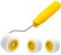 4/5 inch Mini Paint Rollers for Touch up Trim Edge or Corner, Extra Small Paint Wool Brushes, Tiny Painting Tool(1 Brush +2 Rollers)