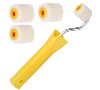 4/5 inch Mini Paint Rollers for Touch up Trim Edge or Corner Small Roller Paint Brush Tiny Corner Painting Tool Professional Wool Brushes for Painting(1 Brush +4 Rollers)