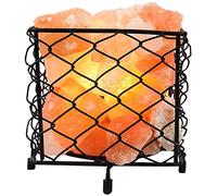 Klass 4KG Himalayan Rock Salt Lamp Mood Light, Hymalian Salt Lamp Square Metal Fire Basket & Salt Lamp, Himalayan Salt Lamp Mood Lamp Rock Lamp for Home Decor Accessories & Mood Lighting