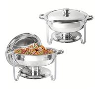 4.5 Ltr Stainless Steel Chafing Dish Set Serving Occasion Round Food Warmer Buffet Server with Stainless Steel Lid for Buffet Event Party Holiday Home Weddings Catering Christmas Gatherings