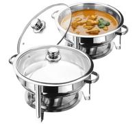 4.5 Ltr Stainless Steel Chafing Dish Set Serving Occasion Tempered Glass Lid & Easy Grip Handles Food Warmer Buffet Server