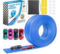 4.5 Meter Flex Race Car Ramp Track with Suction Cups, Rolls Up Portable DIY Racetrack Compatible with Diecast 1/64th Cars Model, Birthday Gifts for Boys Girls