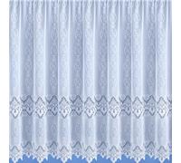 4.5 Metres Wide x 48" (122cm) Drop - Riley Luxury White Contemporary Lace Net Curtain With Detailed Flowers Scalloped Bottom