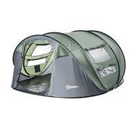 4-5 Person Pop-up Camping Tent Waterproof Family Tent w/ 2 Mesh Windows & PVC Windows Portable Carry Bag for Outdoor Trip Dark Green