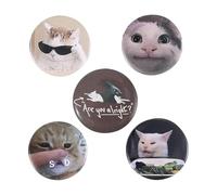 4-5 Piece Soft Touch Pins Set Cat Meme LGBT Anime Icons on Tinplate Brooches, Normal, Non-precious metal