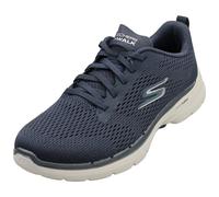 Skechers Women's GO Walk 6 Bold Vision Road Running Shoe, Navy Textile/White Trim, 4.5 UK