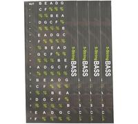 4/5 String Bass Guitar Note Map Decals for Learning Note Placement, Scales and Chords - Black Guitar Scale Sticker Set (4 pcs), 198x88x0.5mm