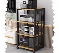 4/5-Tier Adjustable HiFi o Tower Rack le Ma Stand for Record Player Floor-Standing Ste Shelf Corner TV Stand (Black+Walnut 89cm/35")