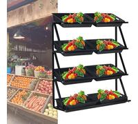 4/5 Tier Fruit Vegetable Display StandLarge Capacity Supermarket Snack & Beverage Organizer Brown Color Ideal for Retail Stores & Convenience Stores Perfect for Onions & Bread