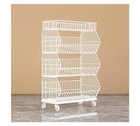 4/5 Tier Metal Wire Shelving Unit with Wheels Adjustable Snack Organizer Rack Freestanding Supermarket Storage Shelves for Retail White 120x45x110cm