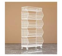 4/5 Tier Metal Wire Shelving Unit with Wheels, Snack nizer Rack, Freestanding Retail Supermarket Shelves, White, 120x45x140cm, Ideal for Snacks and Storage Solutions