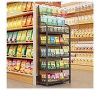 4-5 Tier Snack Rack Display Rack, Black/White Supermarket Snacks Shelf, Retail Display Racks, Commercial Potato Chip Display Rack,Large Potato Chips Display Rack,for Office, Store,