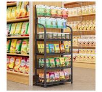 4-5 Tier Snack Rack Display Rack, Black/White Supermarket Snacks Shelf, Retail Display Racks, Commercial Potato Chip Display Rack,Large Potato Chips Display Rack,for Office, Store,