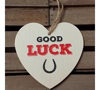 4.5" Wooden Heart on string Wall Plaque, Sign, Wall Decor (Good Luck)
