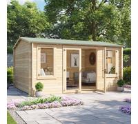 4.5 x 3.5 Log Cabin - BillyOh Dorset Log Cabin - 44mm Thickness Wooden Log Cabin Summerhouse - 4.5m x 3.5m Reverse Apex Cabin