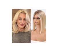 4.5"x5" Real Human Hair Toppers Wigs,Swiss Lace Clip Pieces Straight Topper Hairs for Women Cover Hair Loss or Gray Hair Areas (14 inch) Adds Volume(Ombre blonde)