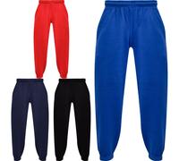 (4-5 Years, 2 Pack Red) Kids Unisex Plain Trousers Cuffed Jogging Bottoms