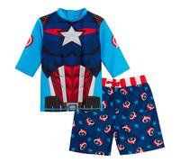 Captain America Swim Shorts + Rash Vest 4-5 Years Blue
