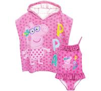 (4-5 Years, Pink) Peppa Pig Girls Swimsuit And Poncho Set