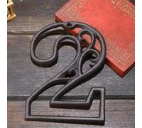 4.53 Inch Cast Iron House Numbers With Screws, House Address Number for Outside, Modern Room Numbers for Doors, Mailbox Number Stickers, Mail Box Decorations for Outdoor Office Room(Number 2)